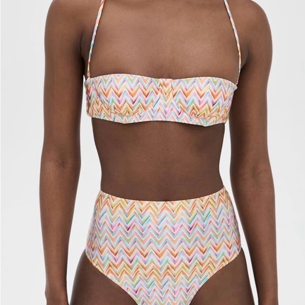 Missoni Pastel Zigzag Bandeau Bikini in Pink, Blue, Yellow